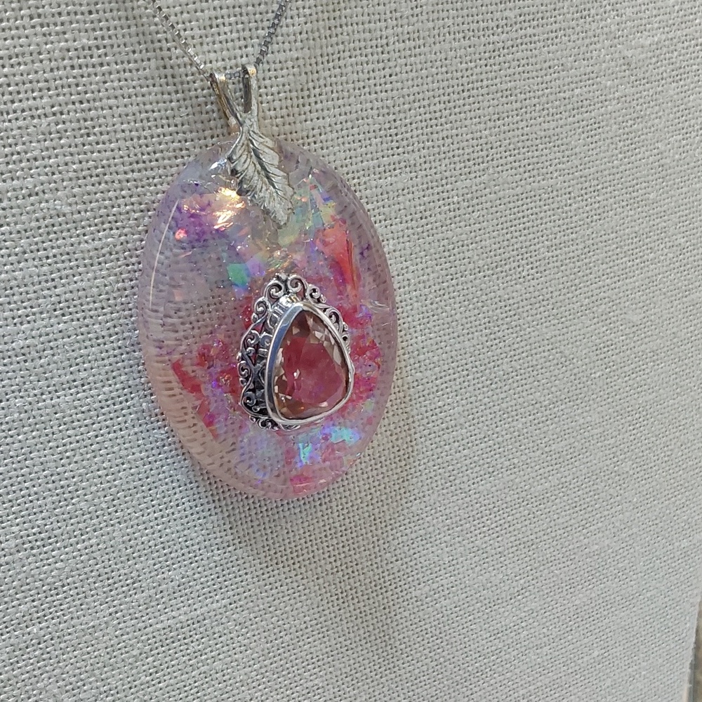 Necklace  morganit quartz in silver 925
